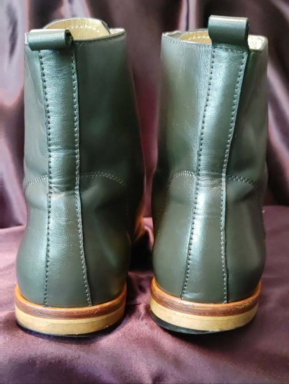 RARE Zuriick Nico Leather Lace Up Boots Black Olive Women's Size 7 - Picture 5 of 10